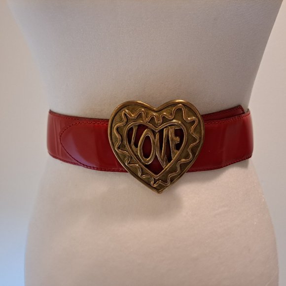 Moschino Women\'s Red Heart Love Leather Belt Size 40 / S main image 9